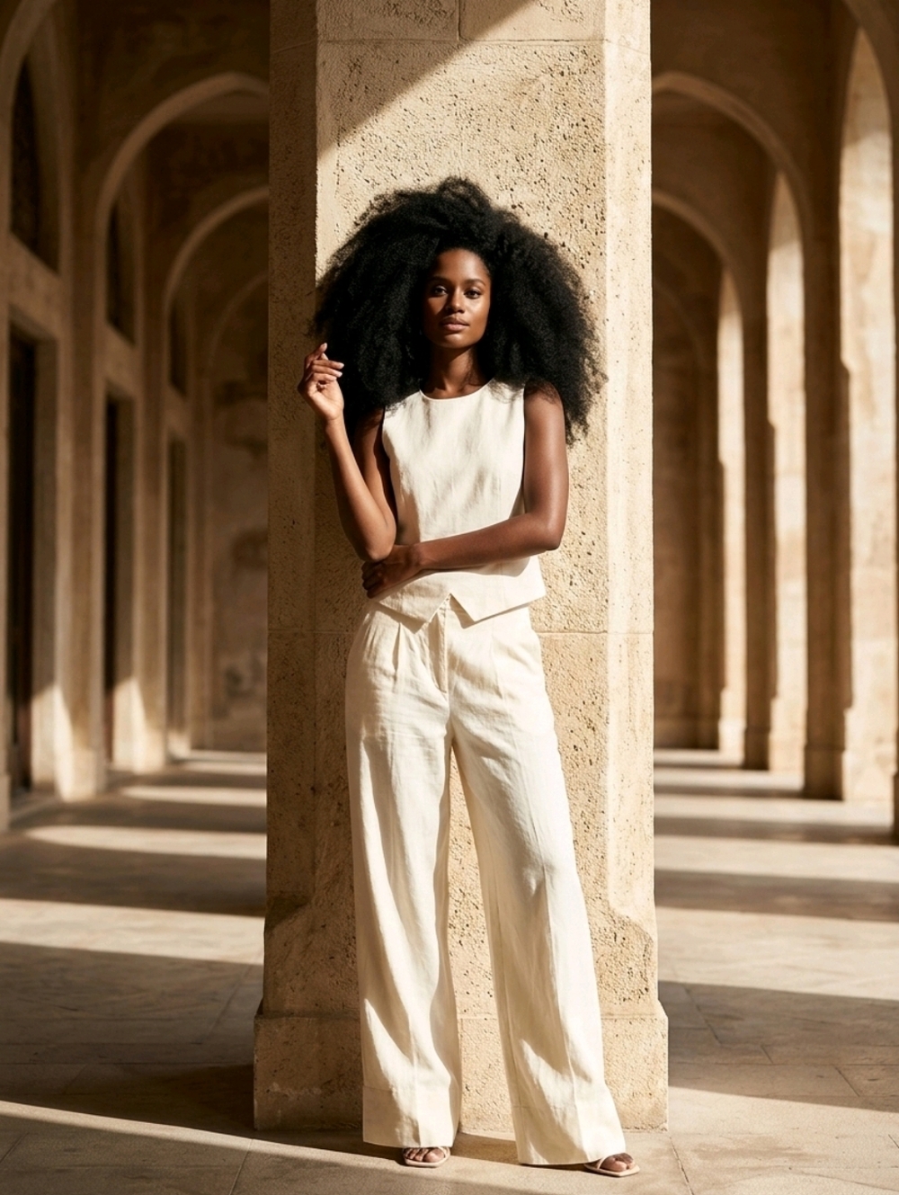 H&M Divided White Fabric Pants Only